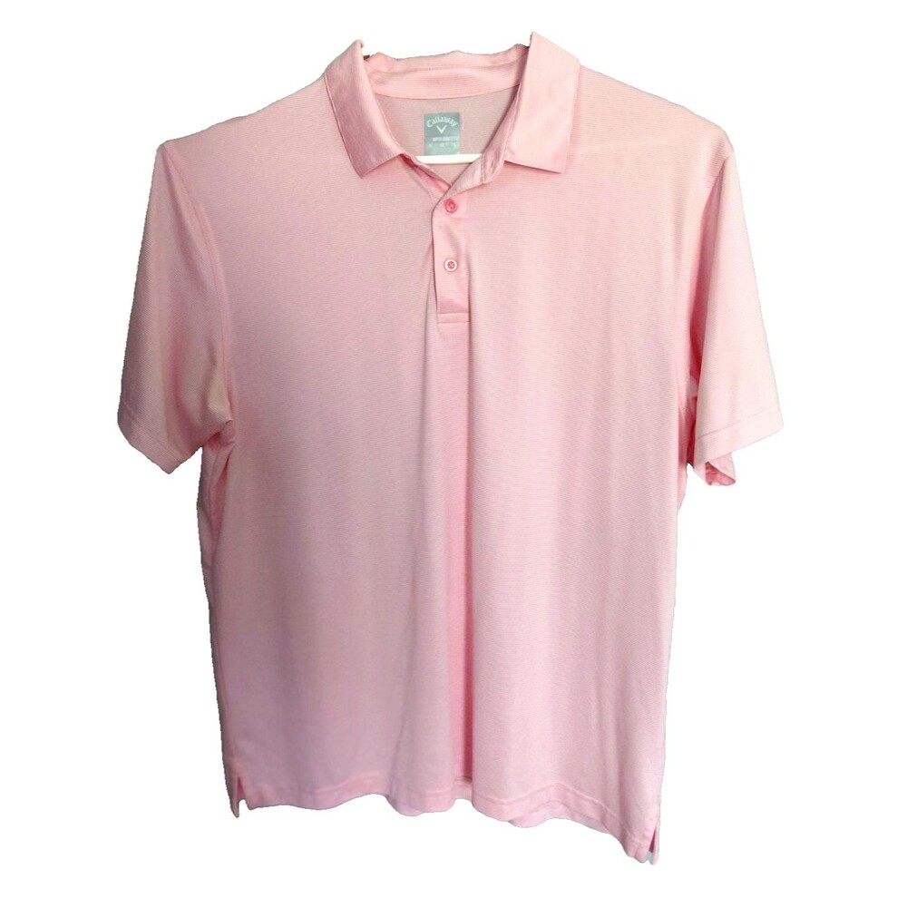 Mens Callaway Opti-Dry Golf Shirt Sz XL Pink Pinstripe